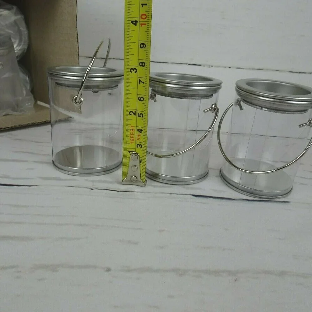 Clearance💎5/$25 Lot 12 Clear Candy Pails W/ Metal Lid Party Supplies New